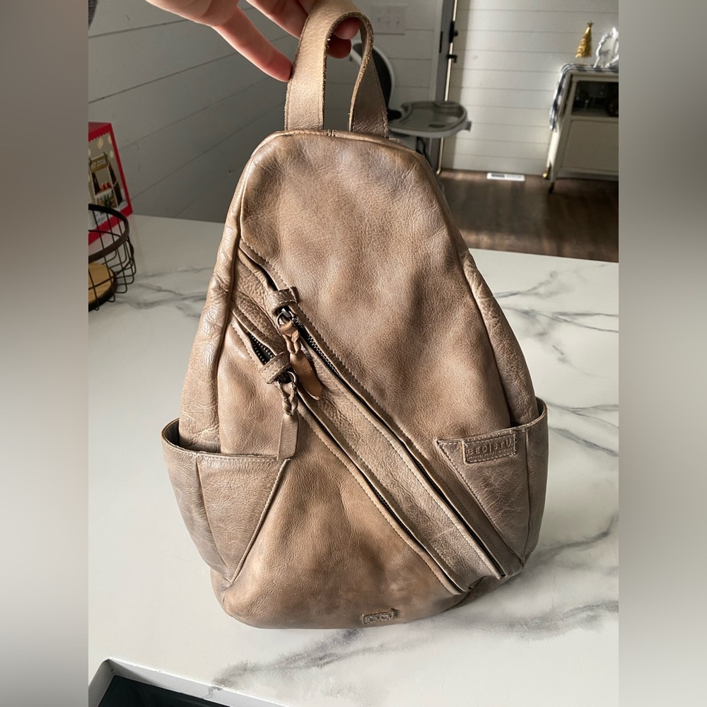 Bed Stu Genuine Leather Tommi Backpack. Color is Icicle DD.